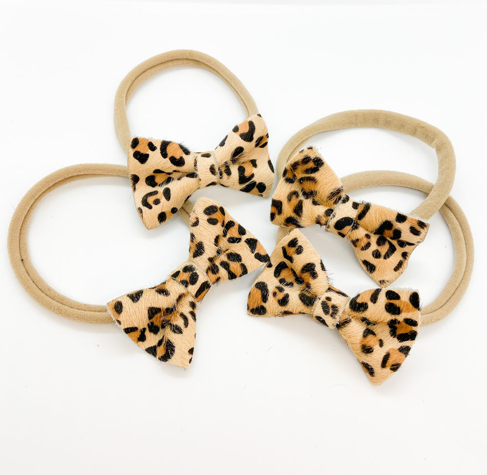 Leather Bow Headband - Leopard Black - rileycoshoes.com