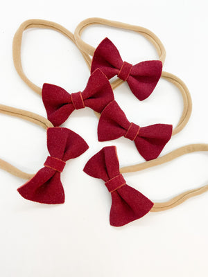 Leather Bow Headband - Burgundy - rileycoshoes.com