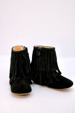 Amelia Fringe Boots - Suede Black