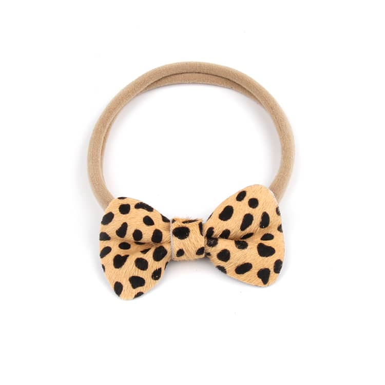 Leather Bow Headband - Cheetah