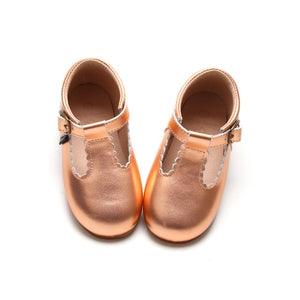 Riley T-Straps - Scalloped - Rose Gold