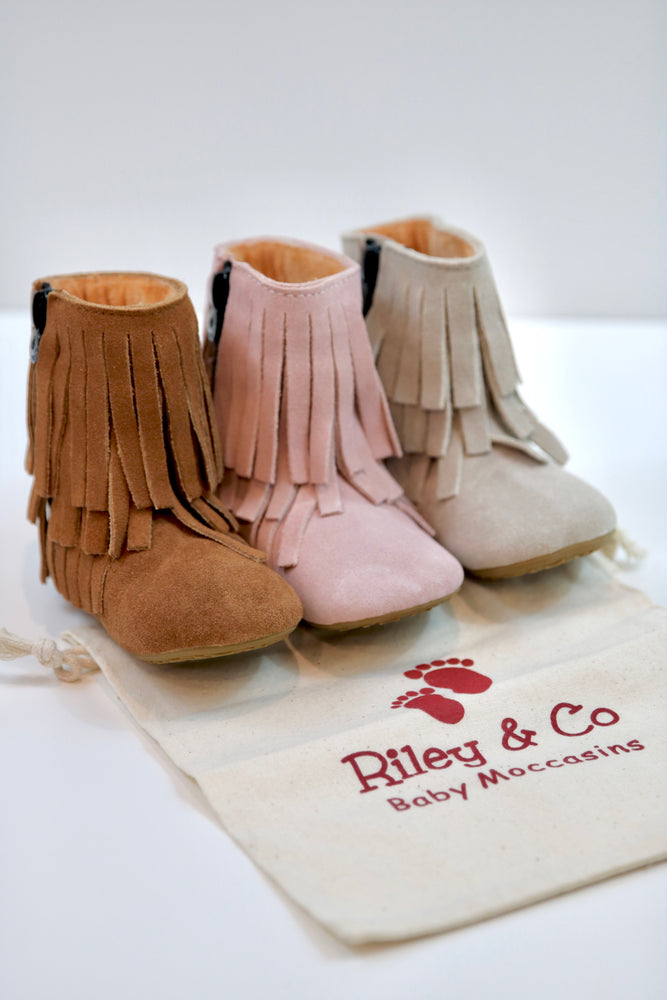 Amelia Fringe Boots - Suede Weathered Brown