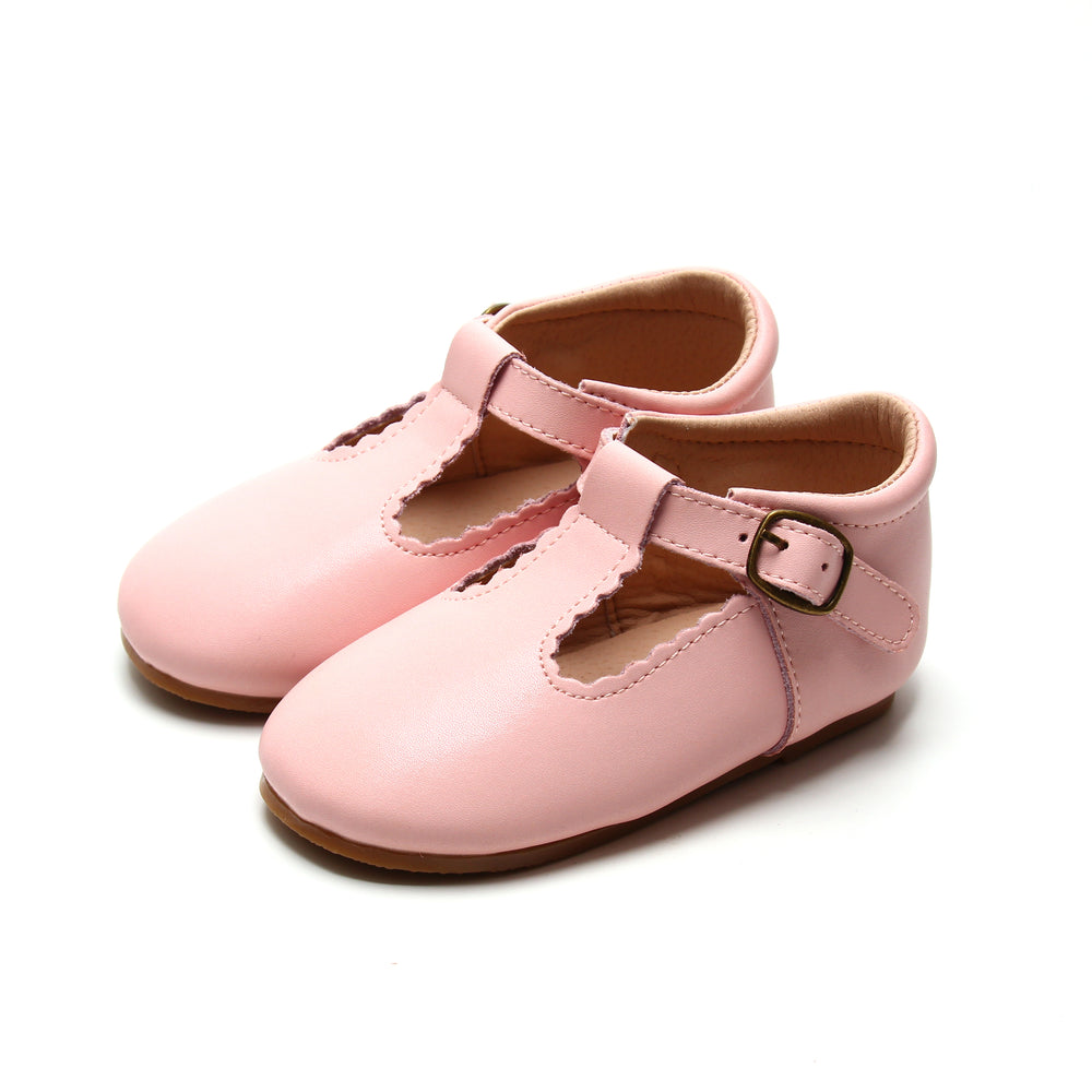 Riley T-Straps - Scalloped - Sweet Pink