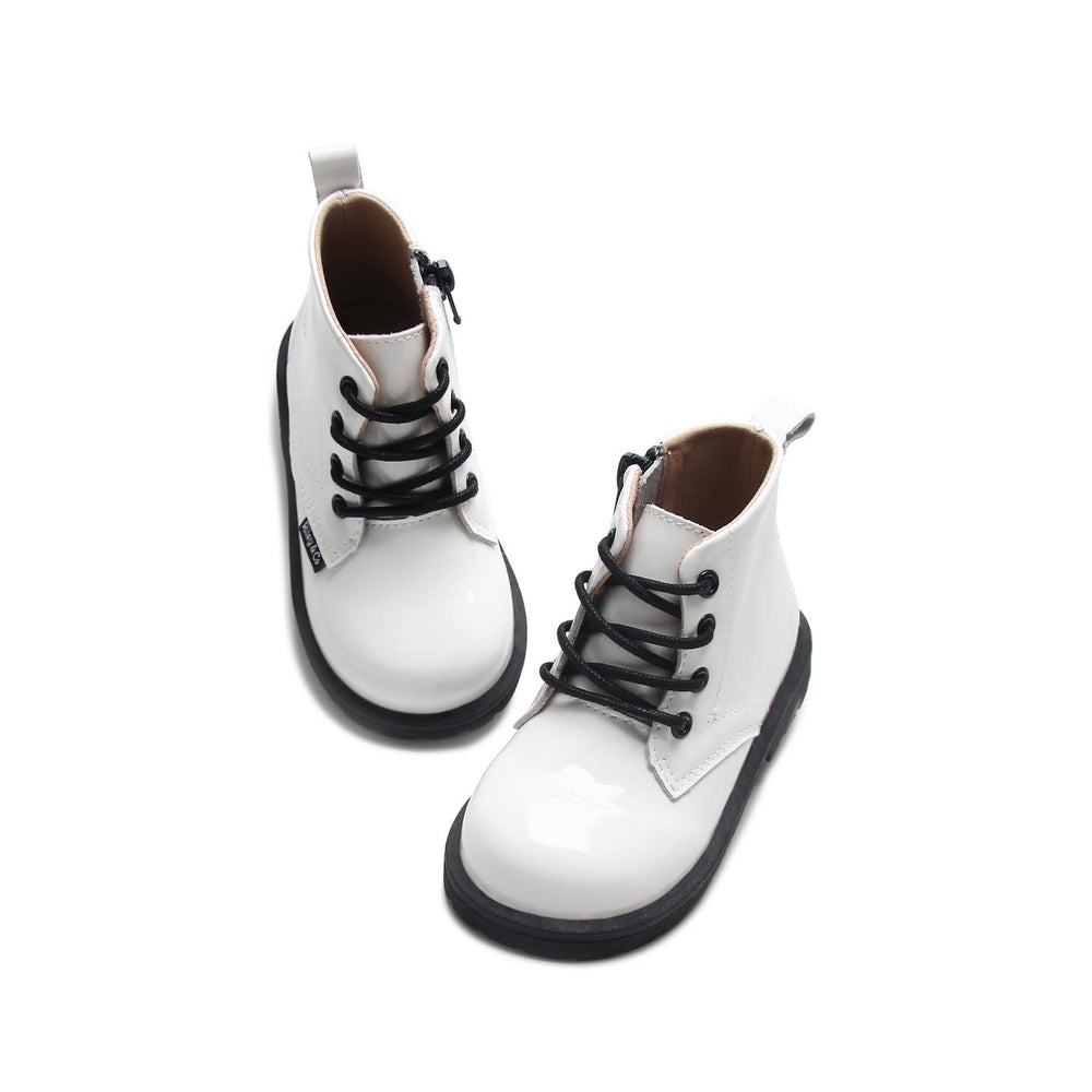 Combat Boots - White Patent